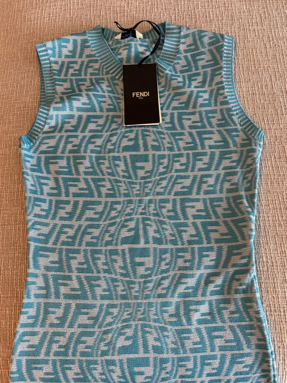 Fendi Vertigo FF Jacquard Knit Mini Blue Dress - Picture 4 of 10